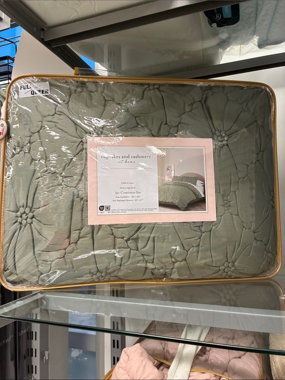 cupcakes & cashmere Sage Quilted Floral Comforter Set